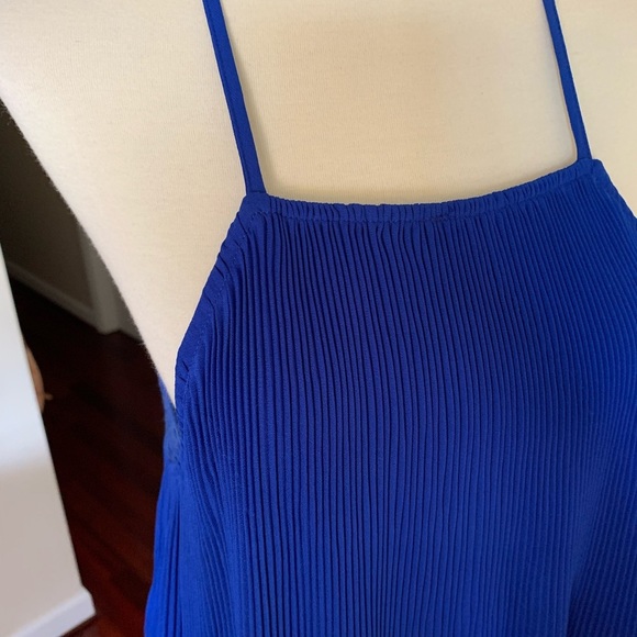 Sugar + Lips Pleated Cut Out Mini Dress Size Medium Royal Blue - Picture 3 of 8